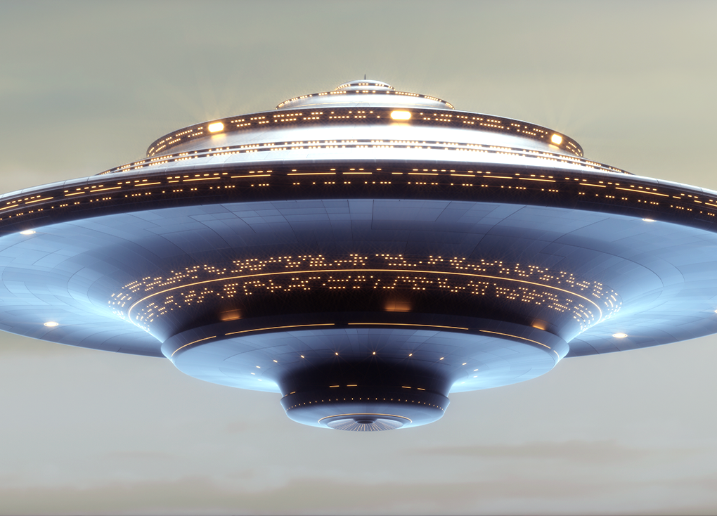 flying saucer in a gray sky